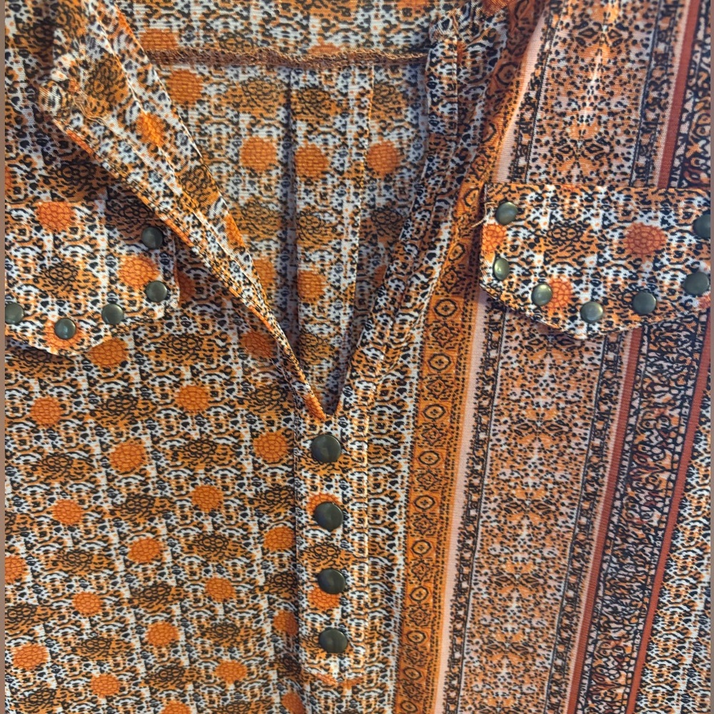 Anthropologie Eden & Olivia Rust Multi Printed Sleeveless Button-Front - Picture 5 of 7